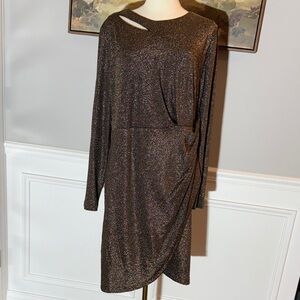 DKNY Sparkling Bronze Long Sleeve Dress
